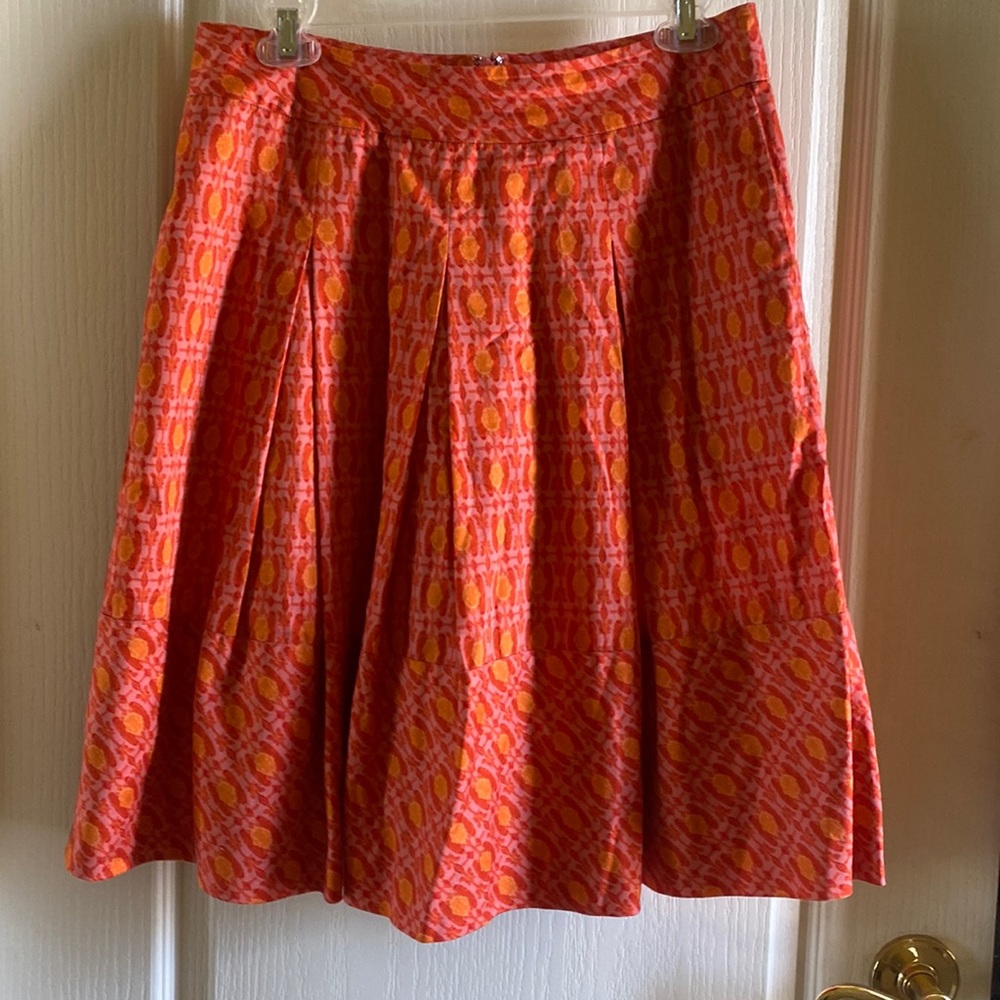 Talbots Orange Print Skirt Size 6 Petite